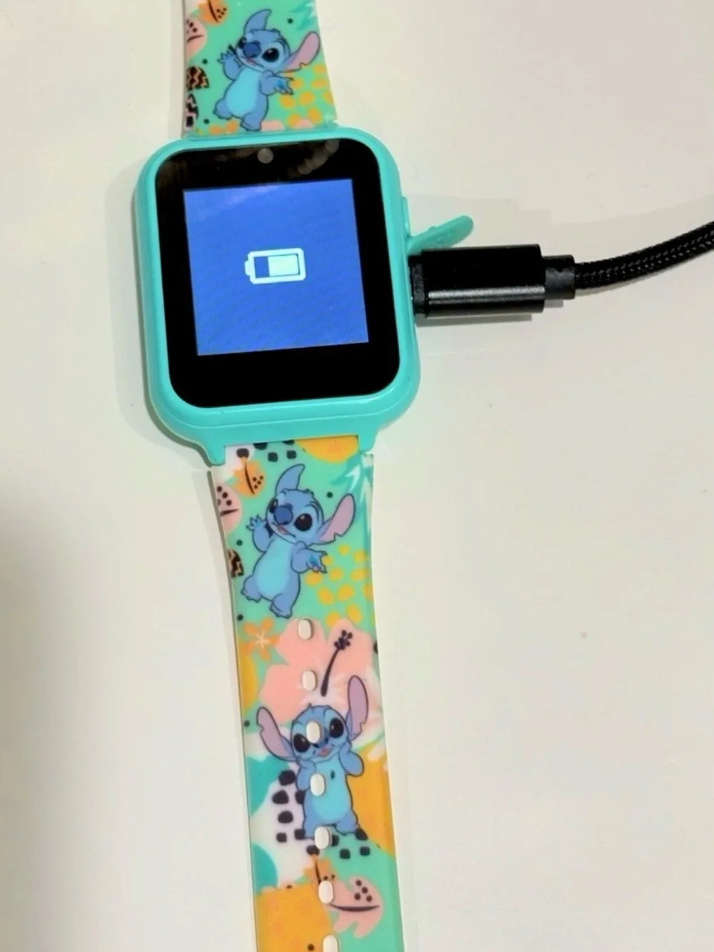 Disney Stitch Kids Smartwatch Touchscreen, 40mm Blue, Silicone Band Needs USB